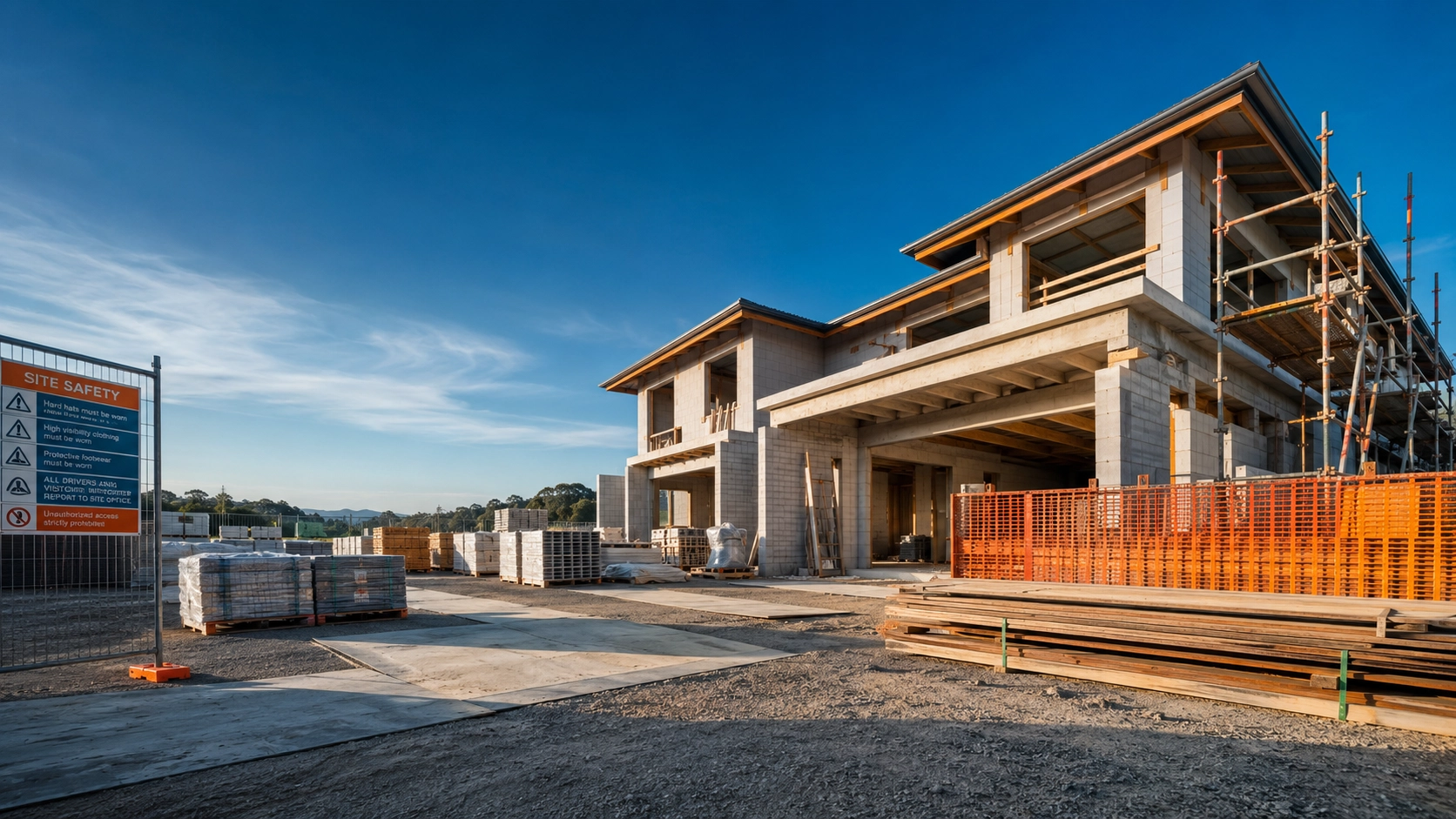 Casa em construção com andaimes (imagem ilustrativa)