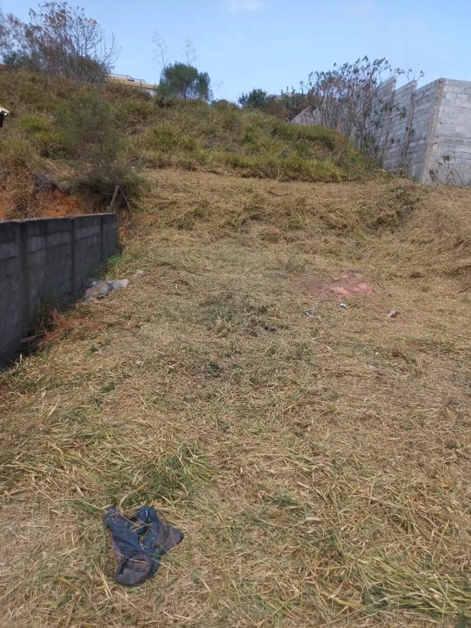 Fundo do terreno com muro de divisa